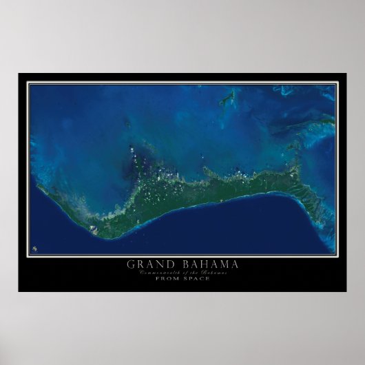 Grand Bahama-eiland van de ruimtesatellietkaart Poster (Voorkant)