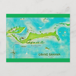 Grand Bahama-kaart Briefkaart