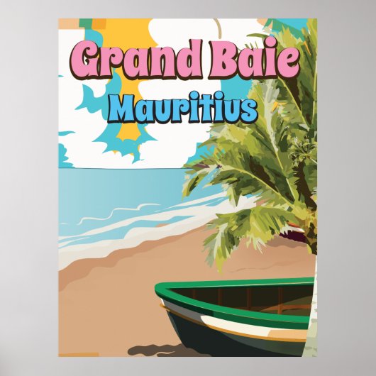 Grand Baie Mauritius poster van vintage. (Voorkant)