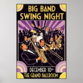 Grand Ballroom Big Band Swing Night Vintage Poster (Voorkant)