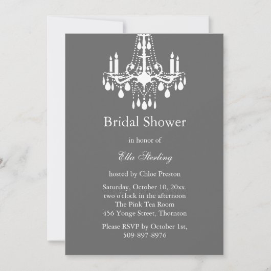 Grand Ballroom Bridal Shower Invitation (grijs) Kaart (Voorkant)