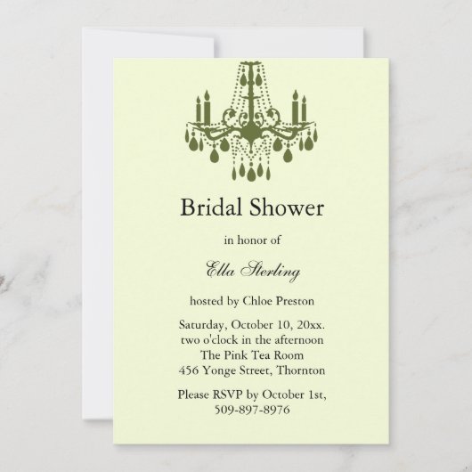 Grand Ballroom Bridal Shower Invitation (groen) Kaart (Voorkant)