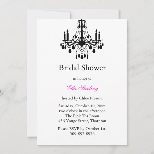 Grand Ballroom Bridal Shower Invitation (wit) Kaart (Voorkant)