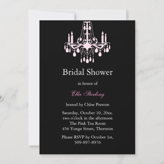 Grand Ballroom Bridal Shower Invitation (zwart) Kaart (Voorkant)