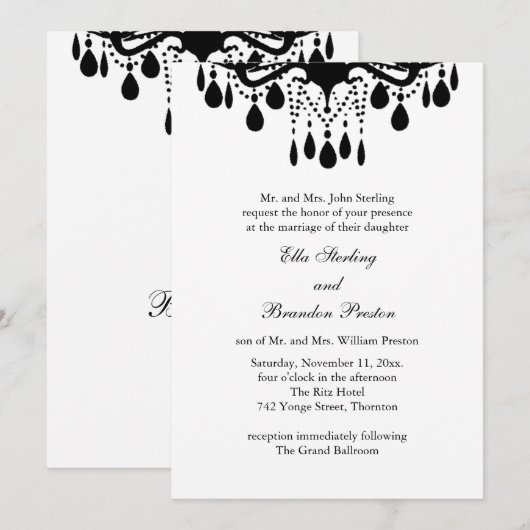 Grand Ballroom Huwelijksuitnodiging 1 (wit) Kaart (Voorkant / Achterkant)