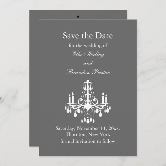 Grand Ballroom Save the Date (grijs) (Voorkant / Achterkant)