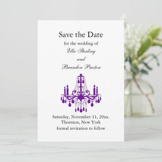 Grand Ballroom Save the Date (paars) (Staand voorkant)