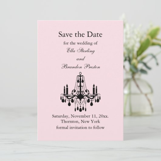 Grand Ballroom Save the Date (roze) (Staand voorkant)