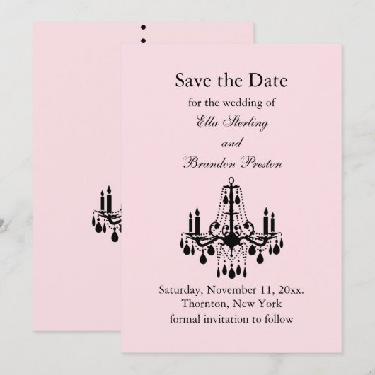 Grand Ballroom Save the Date (roze) (Voorkant / Achterkant)