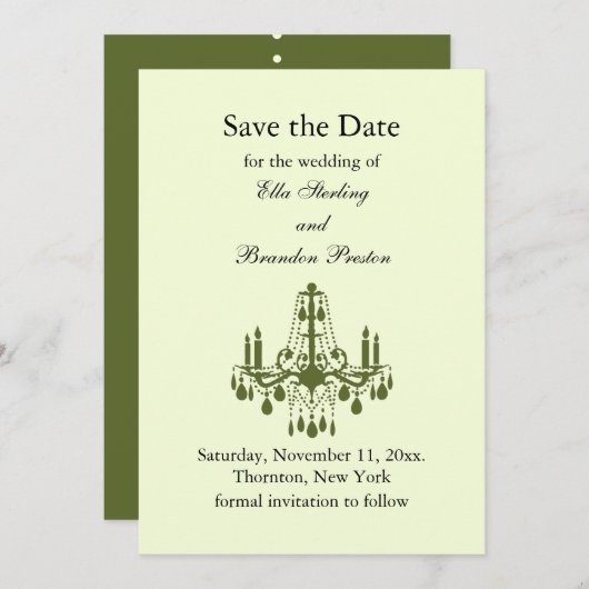 Grand Ballroom Sparen de Datum (groen) Save The Date (Voorkant / Achterkant)