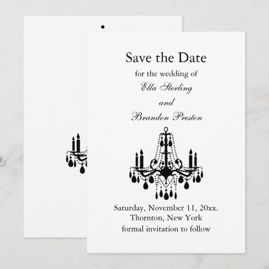 Grand Ballroom Sparen de Datum (wit) Save The Date (Voorkant / Achterkant)