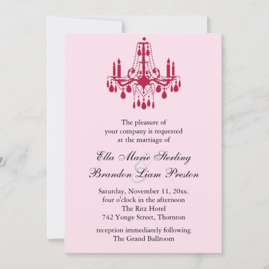 Grand Ballroom Wedding Invitation 2 (rood) Kaart (Voorkant)