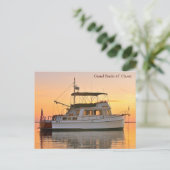 Grand Banks trawler bij zonsondergang, 42' Classic Briefkaart (Staand voorkant)