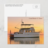Grand Banks trawler bij zonsondergang, 42' Classic Briefkaart (Voorkant / Achterkant)