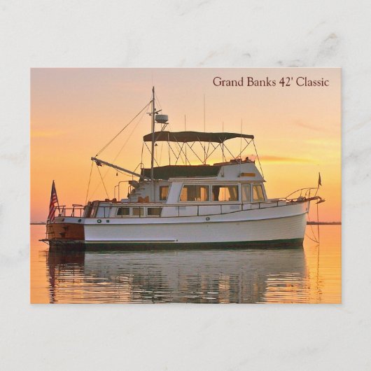 Grand Banks trawler bij zonsondergang, 42' Classic Briefkaart (Voorkant)