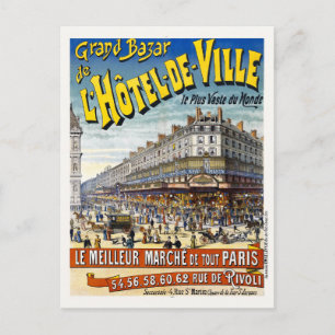 Grand Bazar l'Hôtel de ville Vintage Poster 1892 Briefkaart