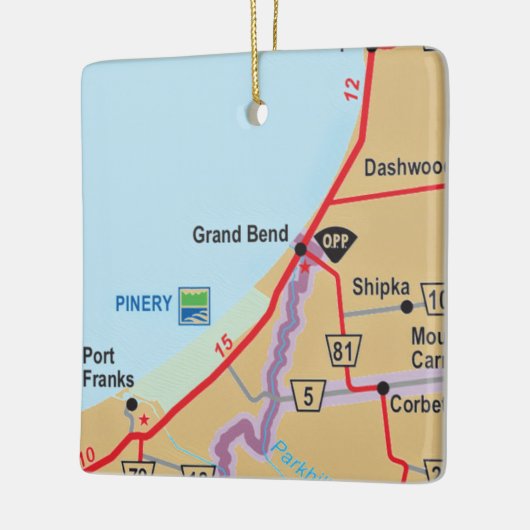 Grand Bend Ontario Map Keramisch Ornament (Links)