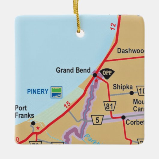 Grand Bend Ontario Map Keramisch Ornament (Voorkant)
