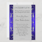 Grand Blue Jewel Silver en Blue Invitation Kaart (Achterkant)