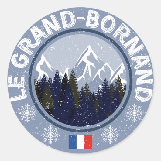 Grand-Bornand Ski Station Ronde Sticker (Voorkant)