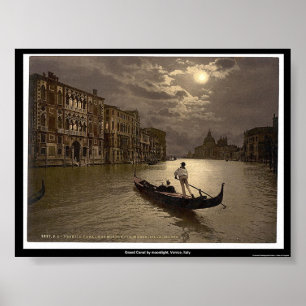 Grand Canal by moonlight, Venetië, Italië Poster