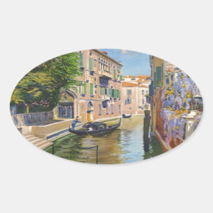  Grand Canal Gondolas Venice Italië Reis Ovale Sticker