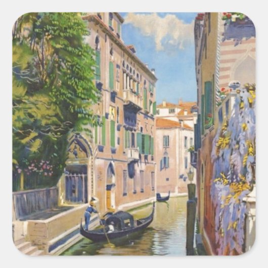  Grand Canal Gondolas Venice Italië Reis Vierkante Sticker (Voorkant)