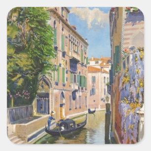  Grand Canal Gondolas Venice Italië Reis Vierkante Sticker