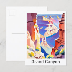 Grand Canyon Arizona Vintage Travel Illustratie Briefkaart