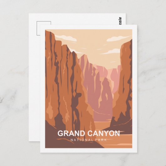 Grand Canyon Beroemde Reisplaats Illustratie Briefkaart (Voorkant / Achterkant)