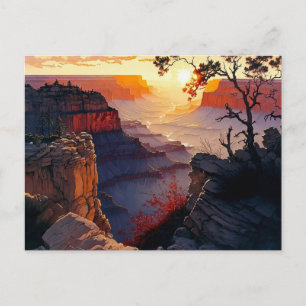 Grand Canyon bij Sunset Digital Painting Briefkaart