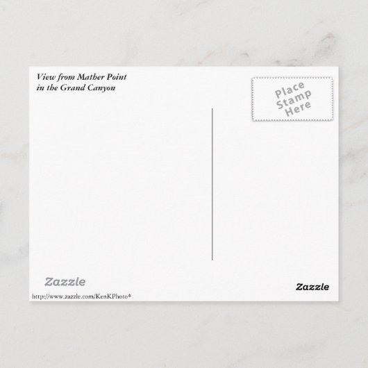 Grand Canyon Briefkaart (Achterkant)