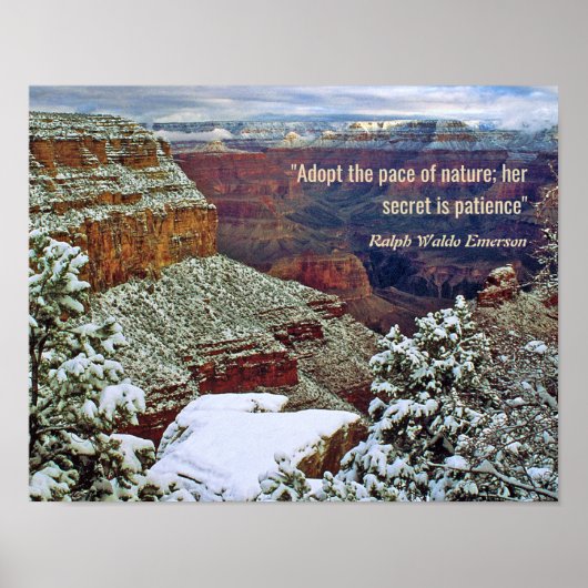 Grand Canyon in de winter met Emerson Quote Poster (Voorkant)
