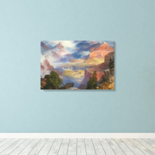 Grand Canyon in Mist (door Thomas Moran) Canvas Afdruk (Insitu (Houten vloer))