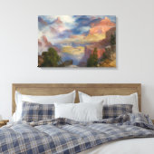 Grand Canyon in Mist (door Thomas Moran) Canvas Afdruk (Insitu (Slaapkamer))
