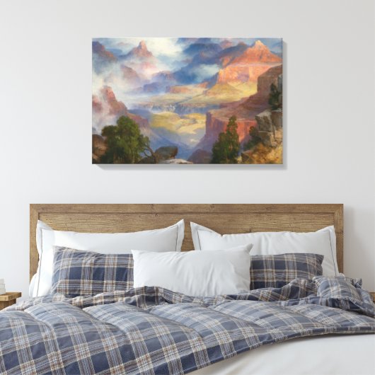 Grand Canyon in Mist (door Thomas Moran) Canvas Afdruk (Insitu (Slaapkamer))