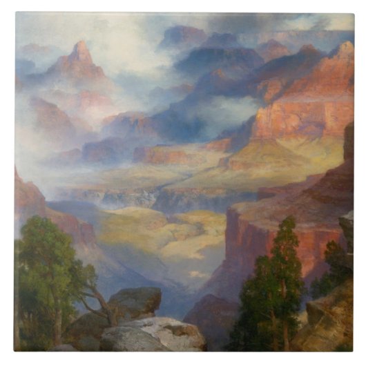 Grand Canyon in Mist (door Thomas Moran) Tegeltje (Voorkant)