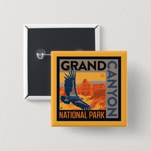 Grand Canyon National Park | Condors Vierkante Button 5,1 Cm (Voorkant /achterkant)