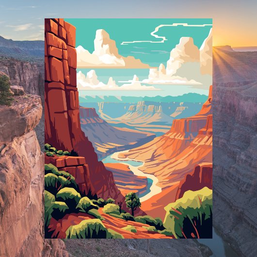 Grand Canyon National Park Illustratie Briefkaart