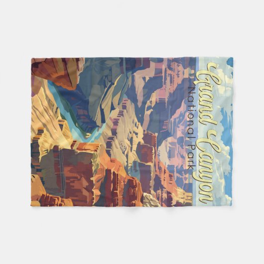 Grand Canyon National Park Illustratie Reiskunst Fleece Deken (Voorkant (Horizontaal))