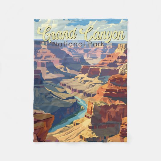 Grand Canyon National Park Illustratie Reiskunst Fleece Deken (Voorkant)