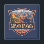 Grand Canyon National Park Illustratie Reiskunst Magneet<br><div class="desc">Groot ontwerp van vectorillustraties Canyon. Het park is het huis van een groot deel van de immense Grand Canyon,  met zijn gelaagde banden van rode rots die miljoenen jaren van geologische geschiedenis onthullen.</div>