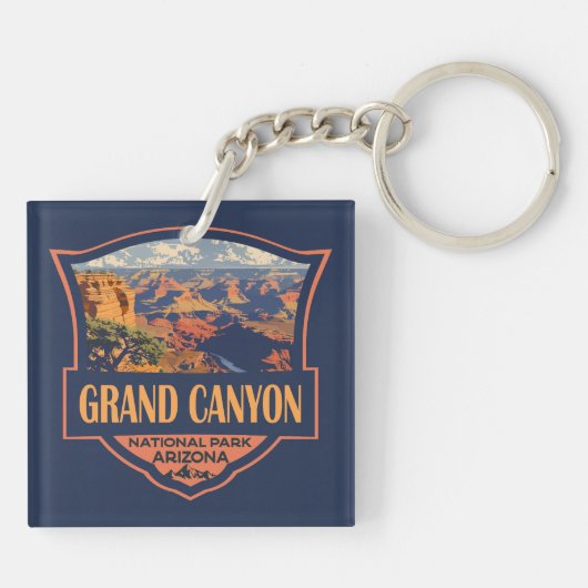 Grand Canyon National Park Illustratie Reiskunst Sleutelhanger (Achterkant)