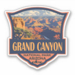 Grand Canyon National Park Illustratie Reiskunst Sticker<br><div class="desc">Groot ontwerp van vectorillustraties Canyon. Het park is het huis van een groot deel van de immense Grand Canyon,  met zijn gelaagde banden van rode rots die miljoenen jaren van geologische geschiedenis onthullen.</div>