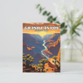 Grand Canyon National Park illustratie retro Briefkaart (Staand voorkant)
