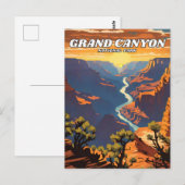 Grand Canyon National Park illustratie retro Briefkaart (Voorkant / Achterkant)