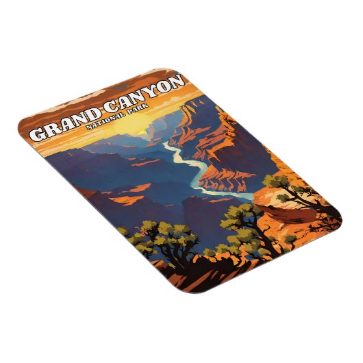 Grand Canyon National Park illustratie retro Magneet (Rechterzijde)