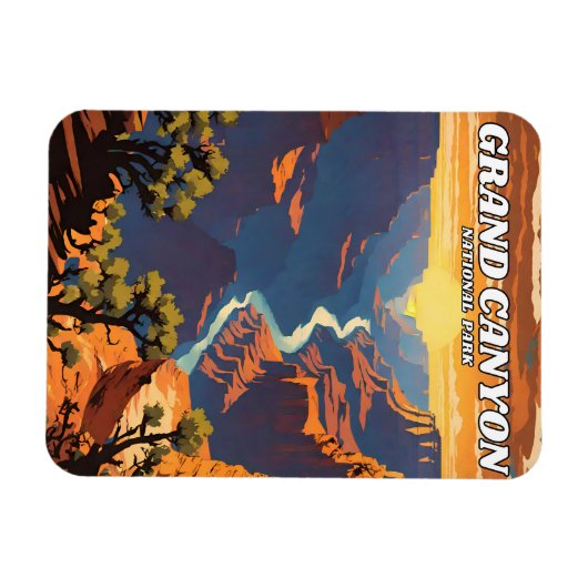Grand Canyon National Park illustratie retro Magneet (Horizontaal)