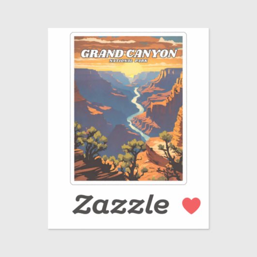 Grand Canyon National Park illustratie retro Sticker (Vel)