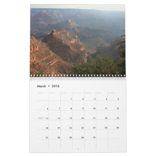 Grand Canyon National Park Kalender (Mar 2016)
